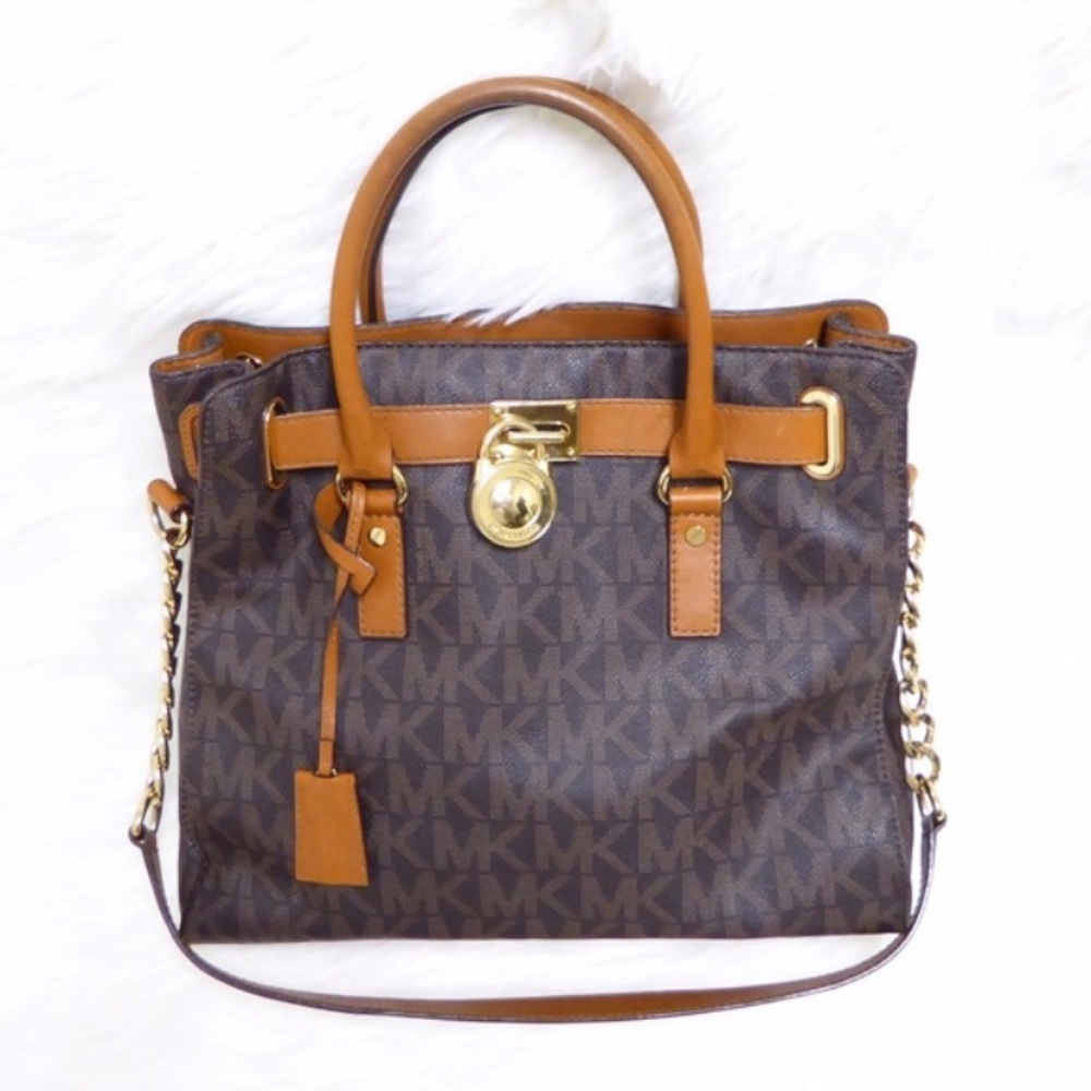 MK Large Saffiano Leather Hamilton Satchel
